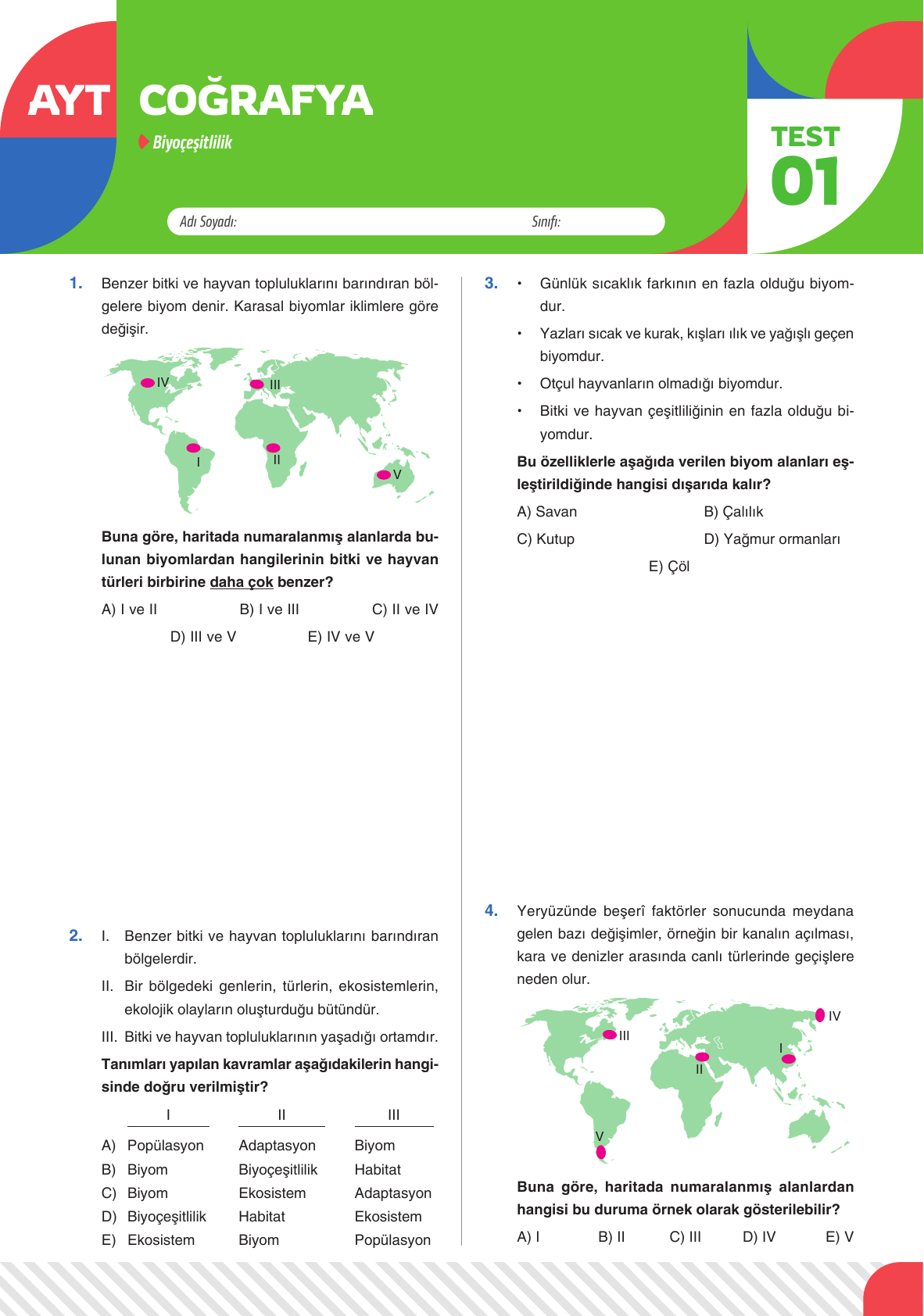 2026 AYT Coğrafya Yaprak Test 01