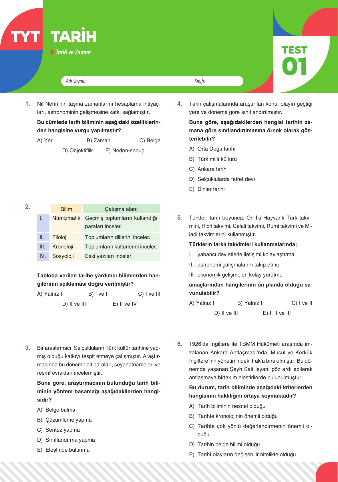 2026 TYT Tarih Yaprak Test 01