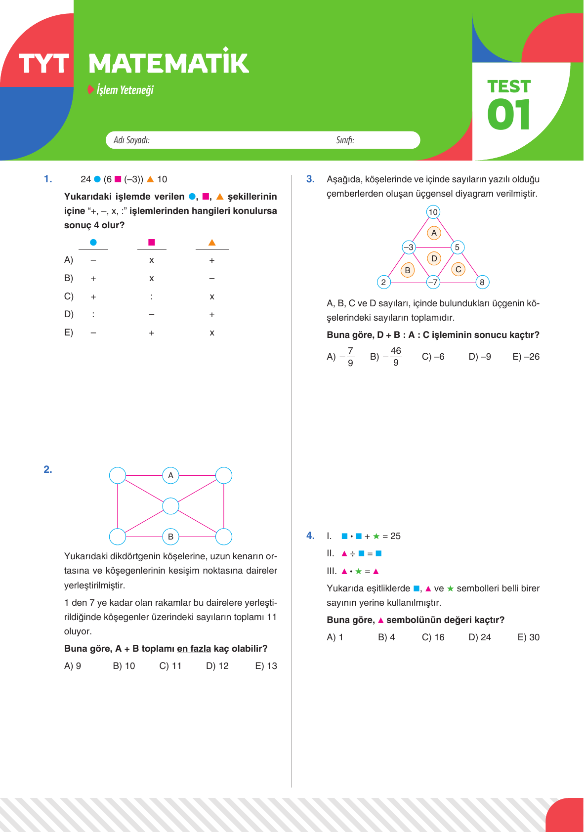 2026 TYT Matematik Yaprak Test 01