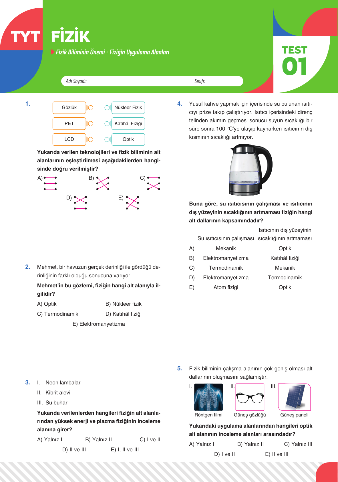 2026 TYT Fizik Yaprak Test 01